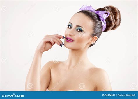 Portrait Beautiful Brunette Stock Image Image Of Female Makeup