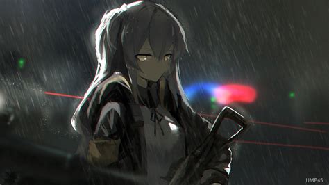 Girls Frontline Ump45 On Rain During Night Time Hd Games Wallpapers