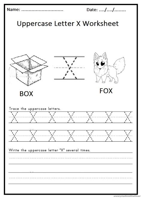 Write The Uppercase Letter X Worksheet For 1st Grade Preschool Crafts
