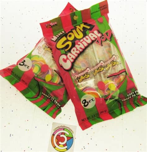 Mini Sour Carnival Pops Spiral Striped Lollipop Sucker Candy ~ 8ct