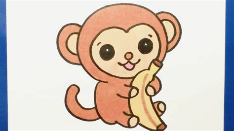 How To Draw A Cute Monkey Holding Banana Youtube