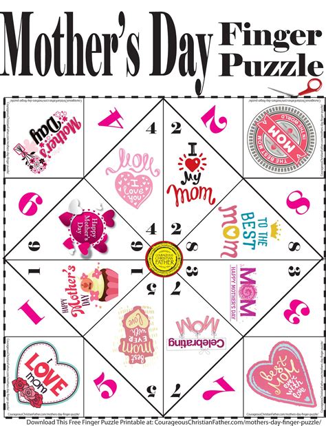 Mothers Day Finger Puzzle Printable Courageous Christian Father