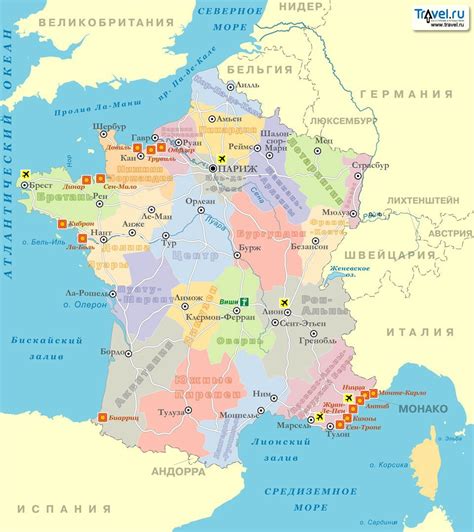 Карта курортов Франции Travelru Страны Франция Карты