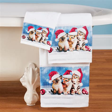 Christmas Cats Towel Set Collections Etc