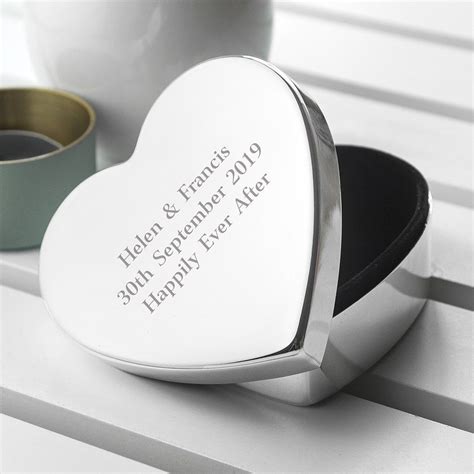 Personalised Classic Silver Heart Trinket Box Personalized Wedding