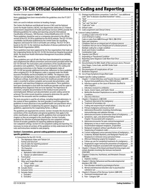 Icd 10 Cm Official Guidelines For Coding And Reporting Italics Are