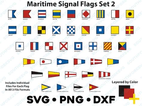 International Maritime Nautical Signal Flags Set 2 Svg Png Dxf Etsy