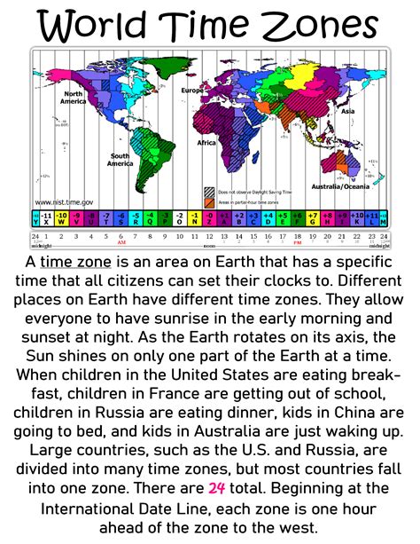 World Time Zones Anchor Chart Jungle Academy Pre K Science Science