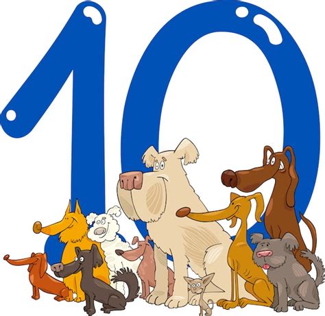 Premium Vector Number Ten And 10 Dogs