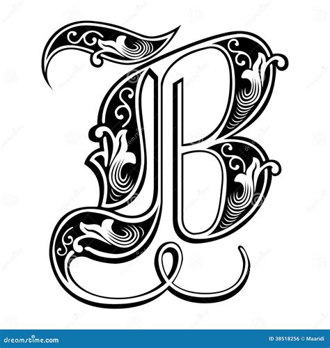 Garnished Gothic Style Font Letter B Vector Illustration
