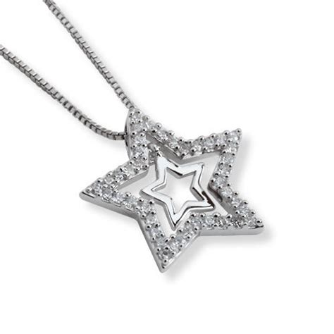 Sterling Silver Star Pendant Set With Cubic Zirconia