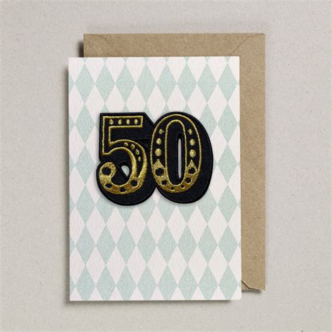 Birthday Patch Greeting Card Age Fifty By Petra Boase Ltd