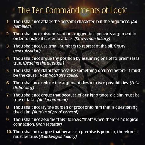 The Ten Commandments Of Logic Logical Fallacies Logic Ten Commandments