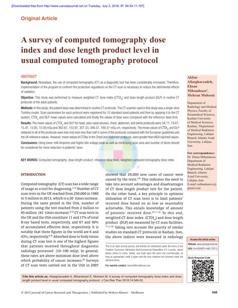 Dose index (ctdivol) for head and body pmma. (PDF) A survey of computed tomography dose index and dose ...