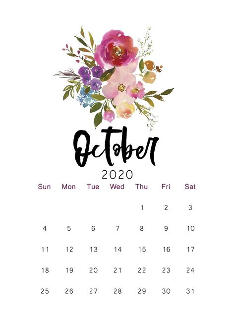 Free Download 2020 Printable Calendar Floral Watercolor Calendar Letter