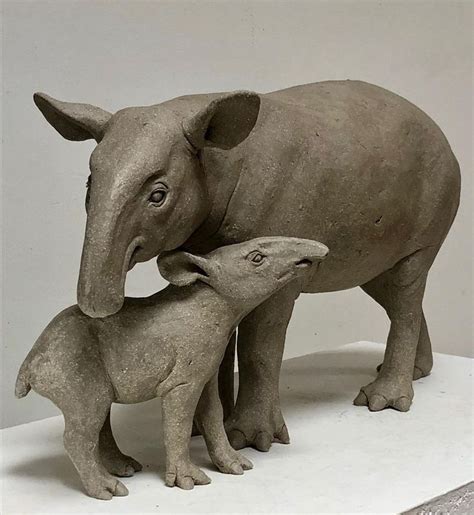 Nick Mackman Animal Sculptures Instagram Post Malayan Tapir And Baby