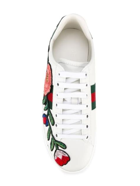 Gucci New Ace Floral Embroidered Low Top Sneaker Whitemulti Multi