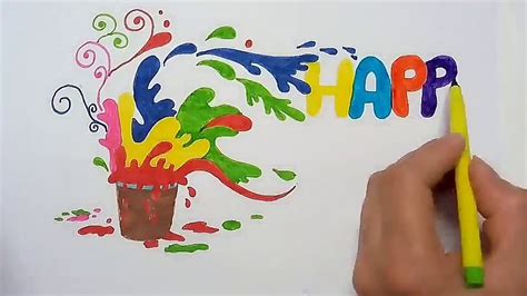How To Draw Colorful Drawing For Holi Festival Youtube