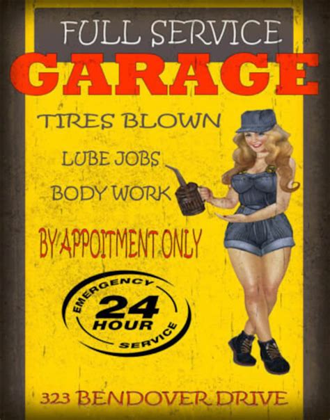 Pin Up Girl Garage Vintage Retro Garage Workshop Metal Tin Etsy