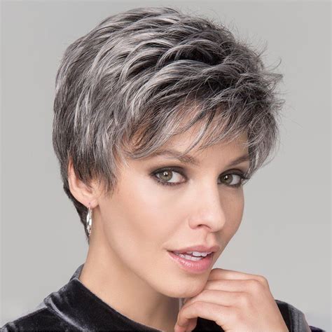 〖follure〗old Women Mix Colors Natural Short Wavy Wig Humen Hair Curly