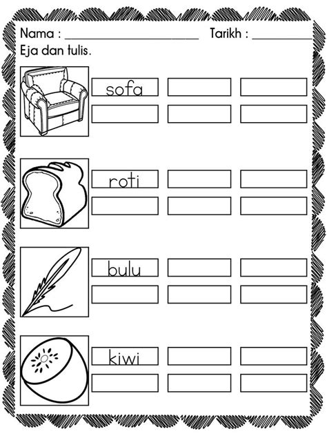 Worksheets Lembaran Kerja Latihan Suku Kata Prasekolah Lembaran Kerja