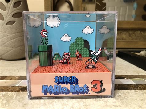 Super Mario Bros Snes Version 3d Cube Diorama Super Mario World Snes