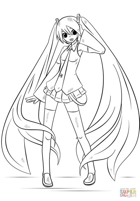 Gallery of anime coloring sheets. Miku Hatsune Coloring Pages - Coloring Home