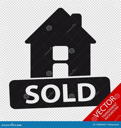House Sold Vector Icon Isolated On Transparent Background Stock