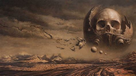 Gray Skull Wallpaper Fantasy Art Skull Artwork Dark Fantasy Sky