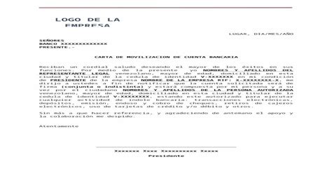 Ejemplo De Carta De Movilizacion Bancaria Docx Document