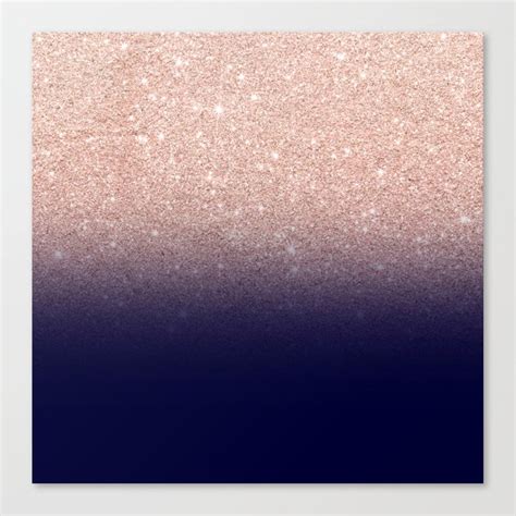 Modern Faux Rose Gold Glitter Ombre Gradient On Navy Blue