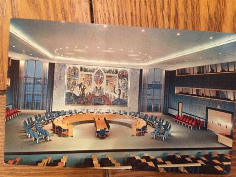 Postcard New York United Nations Mural In Security Council Chamber View