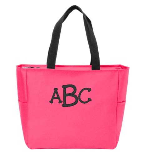 Monogrammed Zippered Tote Etsy Zippered Tote Monogram Reusable