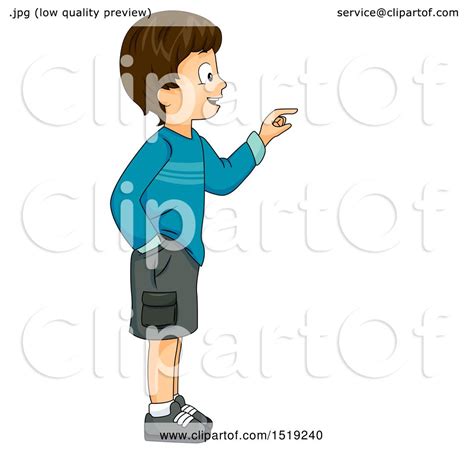 Clipart Of A Boy Facing And Pointing To The Right Royalty Free Vector