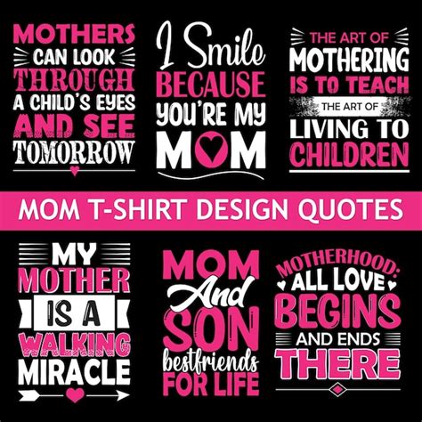 Premium Vector Mom Typography Motivational Quotes T Shirt Design Set