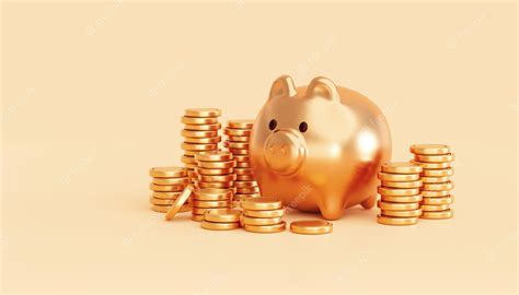 Premium Photo Gold Piggy Bank With Gold Coin Money Stacks Finance