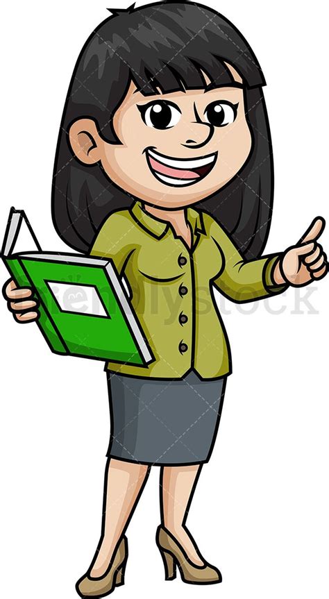 Female Asian Teacher Cartoon Clipart Vector