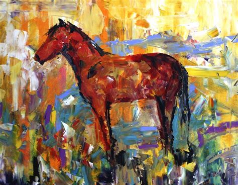Palette Knife Painters Abstract Horse Painting Red Horse By Texas
