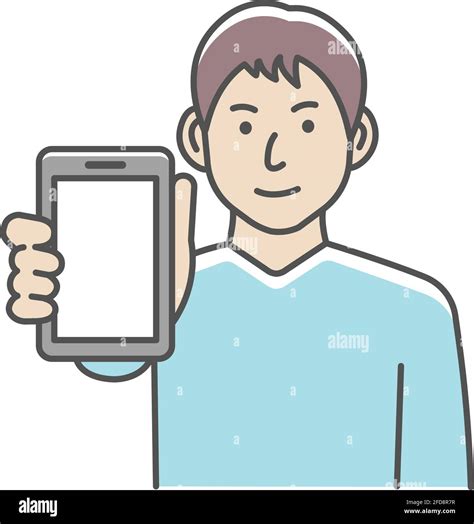Young Man Showing Smartphone Display Vector Illustration Stock Vector