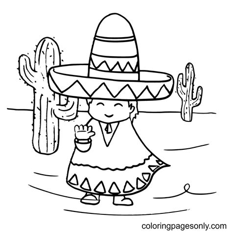 Páginas Para Colorear Mexicanas Con Sombrero Páginas Para Colorear