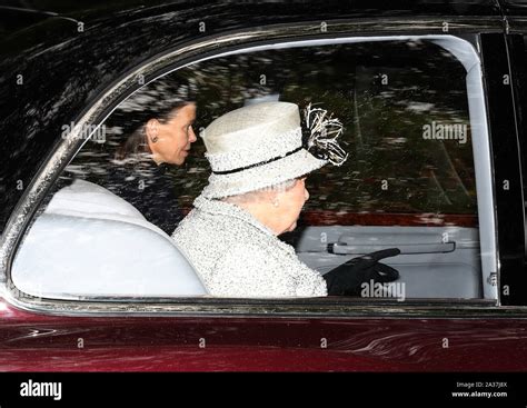 Queen Elizabeth Ii And Sarah Chatto Arrive At Crathie Kirk To Attend A Sunday Church Service