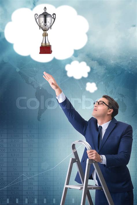 Businessman Climbing Towards His Business Goal Stock Image Colourbox