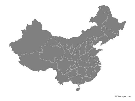 Grey Map Of China With Provinces Free Vector Maps