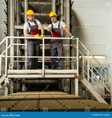 Two Workers On A Factory Stock Photo Image Of Kerbstone 39967396