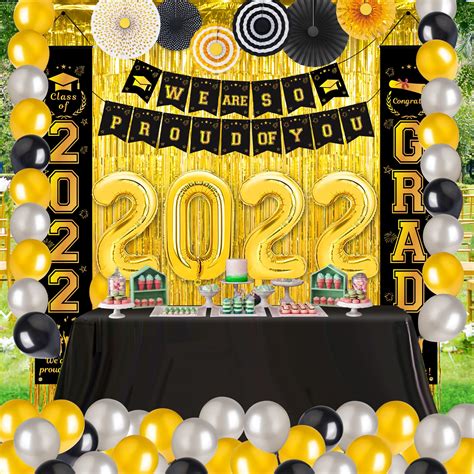 Buy 2022 Graduation Decorations Kit Black And Gold Graduation Party
