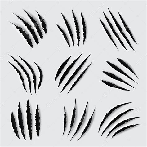 Premium Vector Claw Scratches And Marks Design Of Animal Paws Torn Traces