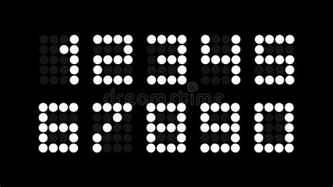 Set Of Numbers Of Electronic Scoreboard With Round Segments Stock