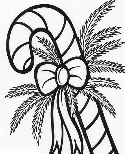 Cane Candy Drawing Coloring Pages Christmas Line