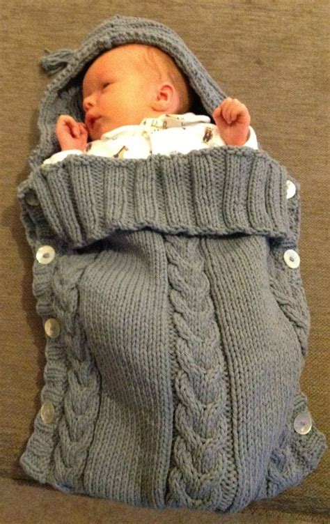 Hand Knitted Baby Cocoon Baby Sleeping Bag Papoose Knitted Baby