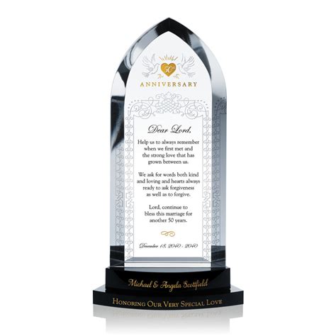 50th Anniversary Prayer T Plaque Wording Sample By Crystal Central